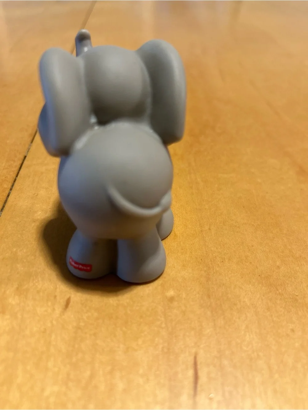 Fisher-Price Gray Elephant Squeeze Toy with White Toenails and Pink Tongue